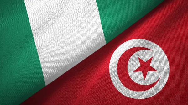 Nijerya ve Tunus iki bayraklar tekstil kumaş, kumaş doku