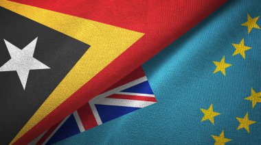 Doğu Timor ve Tuvalu iki bayrak tekstil kumaş, kumaş doku