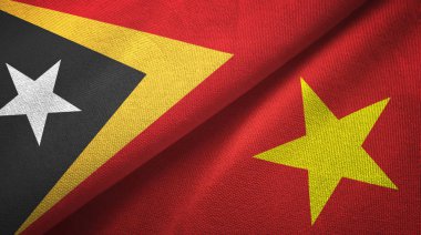 Doğu Timor ve Vietnam iki bayraklar tekstil kumaş, kumaş doku