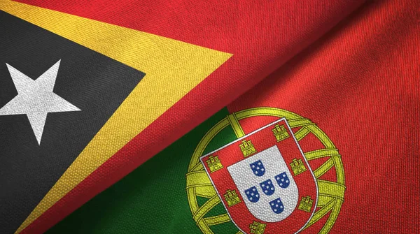 Doğu Timor ve Portekiz iki bayraktekstil kumaş, kumaş doku