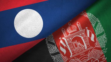 Laos ve Afganistan iki bayraklar tekstil kumaş, kumaş doku 