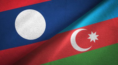 Laos ve Azerbaycan iki bayraklı tekstil kumaş, kumaş doku 