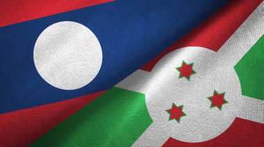 Laos ve Burundi iki bayraklar tekstil kumaş, kumaş doku 