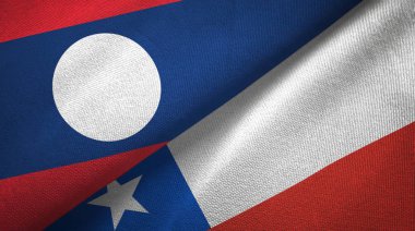 Laos ve Şili iki bayraklar tekstil kumaş, kumaş doku