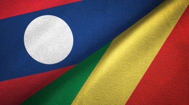 Laos ve Kongo iki bayraklar tekstil kumaş, kumaş doku 