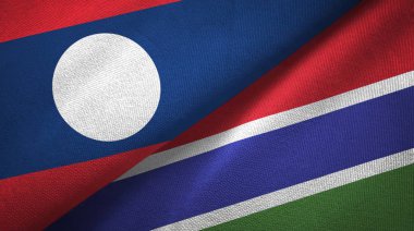 Laos ve Gambiya iki bayraktekstil kumaş, kumaş doku