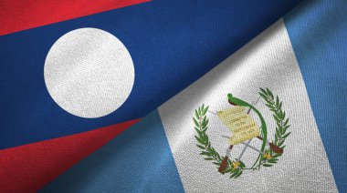 Laos ve Guatemala iki bayraklar tekstil kumaş, kumaş doku