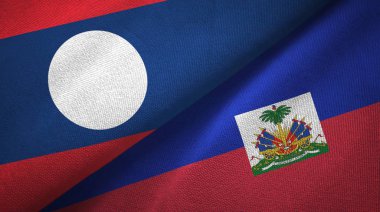 Laos ve Haiti iki bayraklar tekstil kumaş, kumaş doku