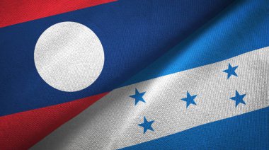 Laos ve Honduras iki bayraklar tekstil kumaş, kumaş doku