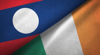 Laos ve İrlanda iki bayraklar tekstil kumaş, kumaş doku