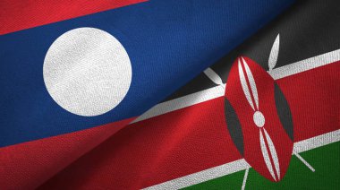 Laos ve Kenya iki bayraktekstil kumaş, kumaş doku