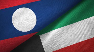 Laos ve Kuveyt iki bayraklar tekstil kumaş, kumaş doku