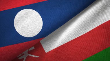 Laos ve Umman iki bayraktekstil kumaş, kumaş doku