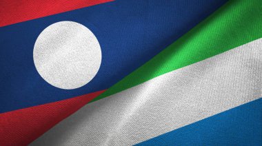 Laos ve Sierra Leone iki bayraklar tekstil kumaş, kumaş doku