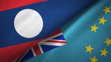 Laos ve Tuvalu iki bayraktekstil kumaş, kumaş doku