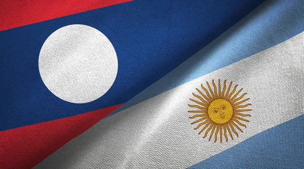 Laos and Argentina two flags textile cloth, fabric texture — Stock Photo, Image