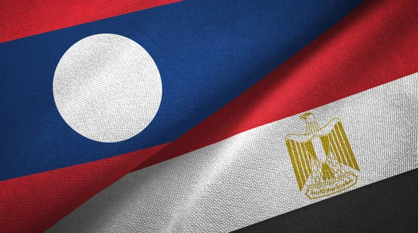 Laos and Egypt two flags textile cloth