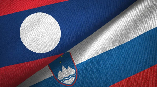Laos and Slovenia two flags textile cloth, fabric texture