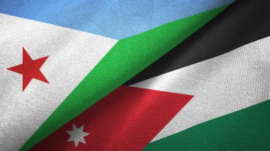 Cibuti ve Ürdün iki bayrak tekstil kumaş, kumaş doku