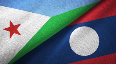 Cibuti ve Laos iki bayrak tekstil bez.