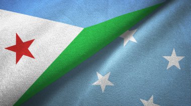 Cibuti ve Mikronezya iki bayraklar tekstil kumaş, kumaş doku