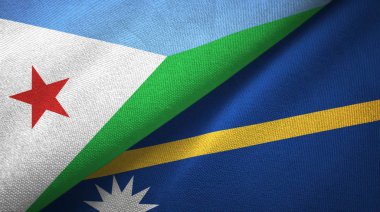 Cibuti ve Nauru iki bayrak tekstil kumaş, kumaş doku