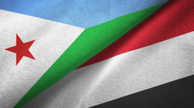 Cibuti ve Yemen iki bayrak tekstil kumaş, kumaş doku