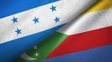 Honduras ve Komor lar iki bayrak tekstil kumaş, kumaş doku