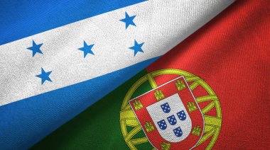 Honduras ve Portekiz iki bayraklar tekstil kumaş, kumaş doku