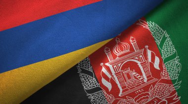 Ermenistan ve Afganistan iki bayrak tekstil kumaş, kumaş doku 
