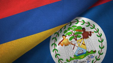 Ermenistan ve Belize iki bayrak tekstil kumaş, kumaş doku 