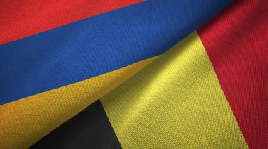 Ermenistan ve Belçika iki bayrak tekstil kumaş, kumaş doku 