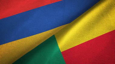 Ermenistan ve Benin iki bayrak tekstil kumaş, kumaş doku 