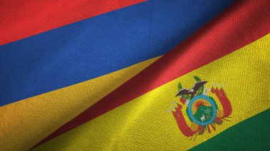 Ermenistan ve Bolivya iki bayrak tekstil kumaş, kumaş doku 