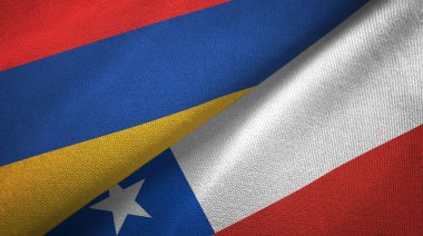 Ermenistan ve Şili iki bayrak tekstil kumaş, kumaş doku