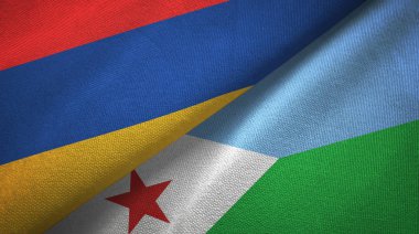 Ermenistan ve Cibuti iki bayrak tekstil kumaş, kumaş doku