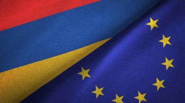 Ermenistan ve Avrupa Birliği'ne iki bayrak tekstil kumaş, kumaş doku