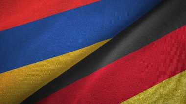 Ermenistan ve Almanya iki bayrak tekstil kumaş, kumaş doku