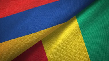 Ermenistan ve Gine iki bayrak tekstil kumaş, kumaş doku