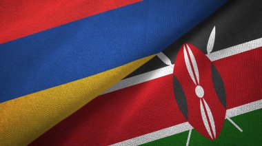 Ermenistan ve Kenya iki bayrak tekstil kumaş, kumaş doku
