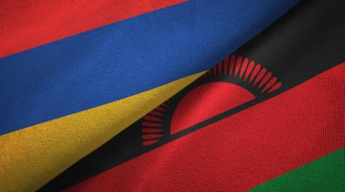Ermenistan ve Malavi iki bayrak tekstil kumaş, kumaş doku