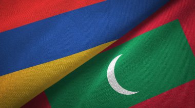 Ermenistan ve Maldivler iki bayrak tekstil kumaş, kumaş doku