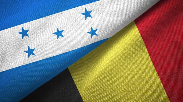 Honduras en België twee vlaggen textiel doek, stof textuur — Stockfoto