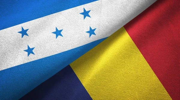 Honduras en Tsjaad twee vlaggen textiel doek, weefsel textuur — Stockfoto