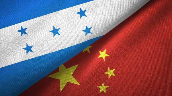 Honduras and China two flags textile cloth, fabric texture — Stock Photo, Image