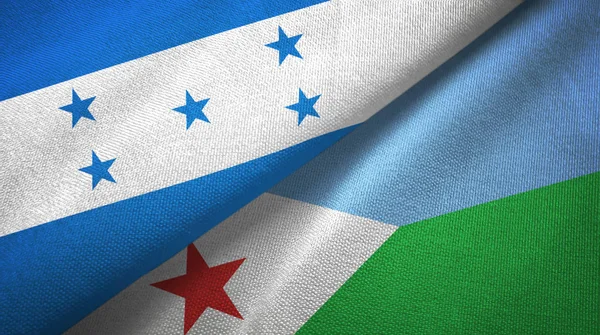 Honduras en Djibouti twee vlaggen textiel doek, stof textuur — Stockfoto