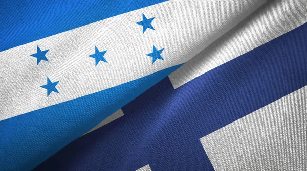 Honduras and Finland two flags textile cloth, fabric texture — Stock Photo, Image