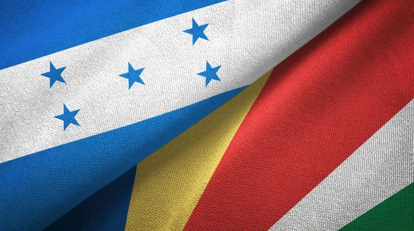 Honduras and Seychelles two flags textile cloth, fabric texture