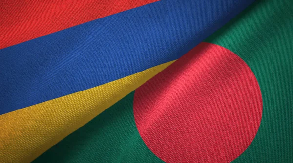 Armenia and Bangladesh two flags textile cloth, fabric texture