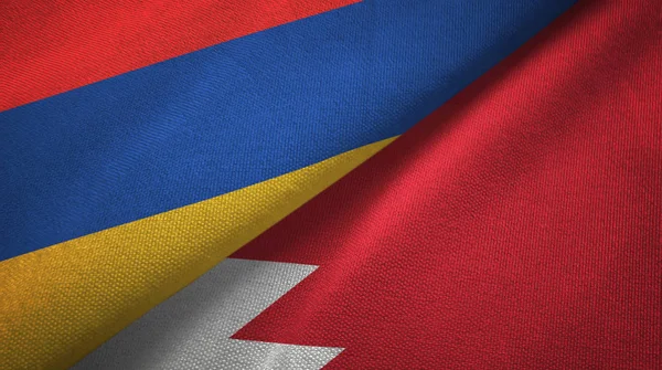 Armenia and Bahrain two flags textile cloth, fabric texture